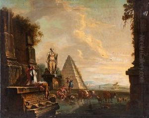 Capriccio Med Antika Byggnader, Figurer Och Kreatur