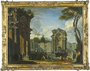 Capriccio Architettonico Con Rovine E Fontane by Giovanni Paolo Panini