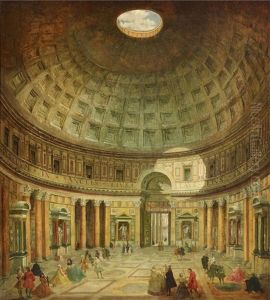 Im Inneren Des Pantheon In Rom by Giovanni Paolo Panini