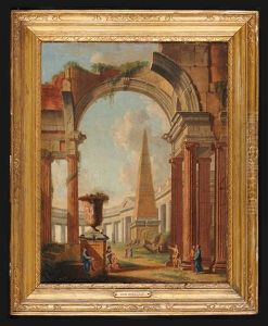Capriccio Di Rovine Romane Con Soldati E Altre Figure by Giovanni Paolo Panini