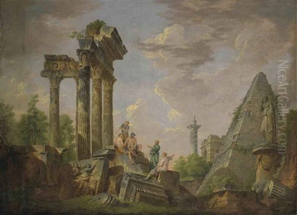 Capriccio Of Classical Ruins With The Pyramid Of Caius Cestius, Trajan's Column And Other Roman Monuments - view 1