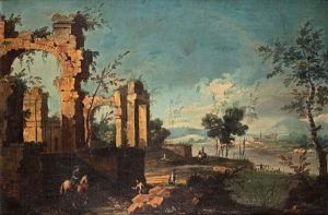 Ruinlandskap Med Figurstaffage by Giovanni Paolo Panini