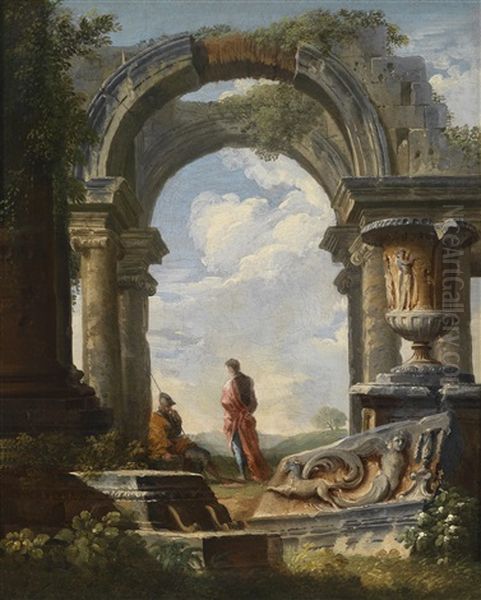Ruinencapriccios Mit Figurlicher Staffage (pair) - view 1