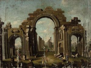A View Of The Ruins Of Palmyra by Giovanni Paolo Panini