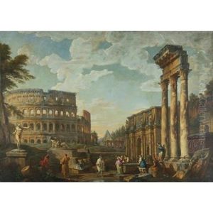 An Architectural Capriccio With The Colosseum by Giovanni Paolo Panini
