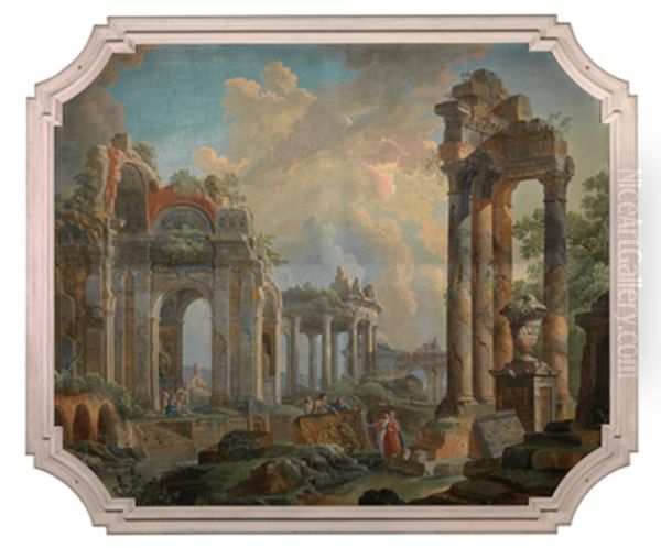 Architekturcapriccio Mit Orientalischen Figuren - view 1