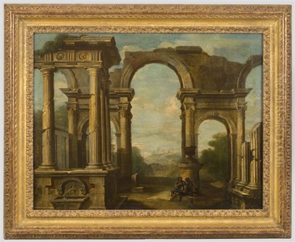 Capriccio Of Classical Ruins With Figures At Rest - view 1