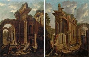 Ruinenlandschaft (+ Another; Pair) by Giovanni Paolo Panini