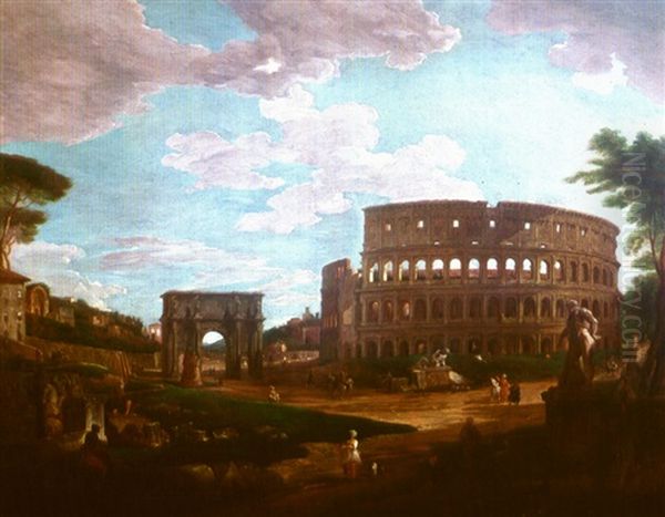 Caprice Architectural Avec Le Colisee Et L'arc De Constantin - view 1