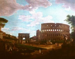 Caprice Architectural Avec Le Colisee Et L'arc De Constantin by Giovanni Paolo Panini