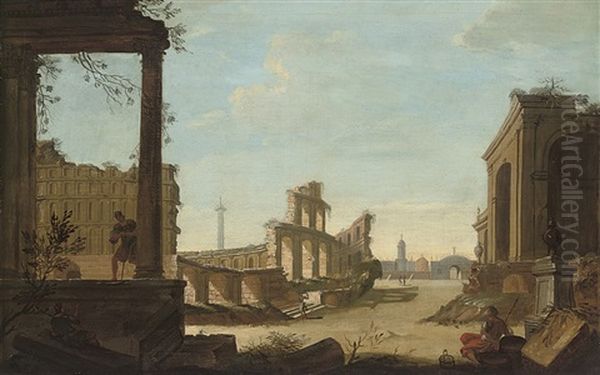 A Capriccio Of Classical Ruins With Figures At Rest - view 1