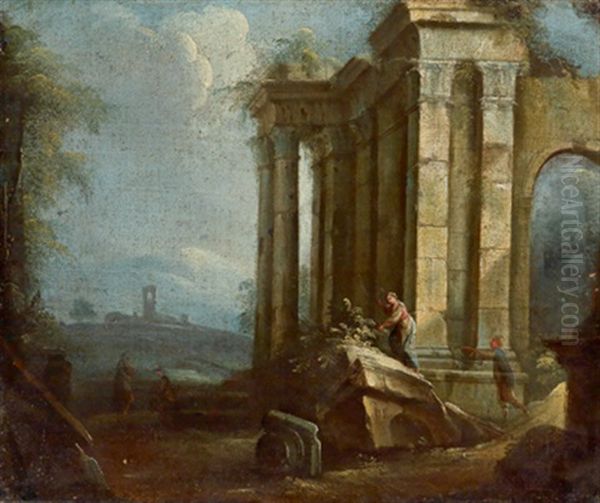 Architektonisches Capriccio Mit Figuren - view 1