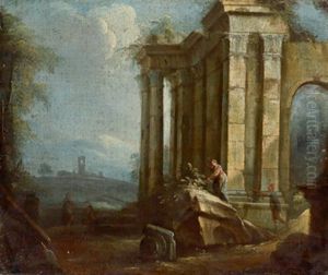 Architektonisches Capriccio Mit Figuren