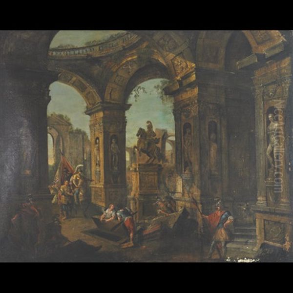 Soldiers At A Tomb Amongst Ruins - view 1