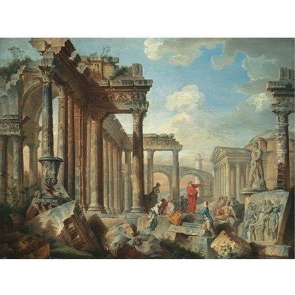 A Capriccio View Of Architectural Ruins With Saint Peter Preaching - view 1