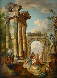 Ruinlandskap Med Figurer by Giovanni Paolo Panini