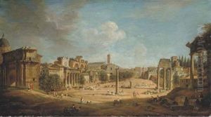 The Roman Forum From The Base Of The Capitoline Hill by Giovanni Paolo Panini