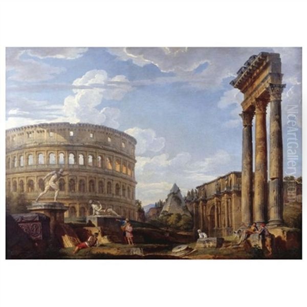 An Architectural Capriccio With The Colosseum And The Arch Of Constantine - view 1