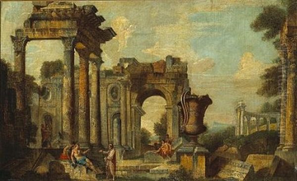 An Architectural Capriccio With Classical Figures - view 1