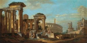 Architetture Con Ta Torre Delle Milizie E Il Colosseo A Roma by Giovanni Paolo Panini