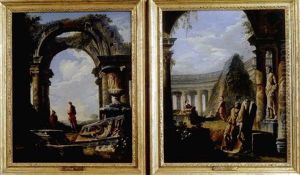 Blick Auf Die Cestius-pyramide Mit Maler Und Jungling (+ Marius In Den Ruinen Karthagos; Pair)