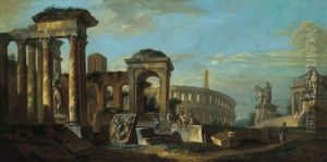 Architetture Con La Torre Delle Milizie E Il Colosseo A Roma