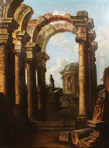 A Capriccio Of Classical Ruins With Roman Arches - view 1