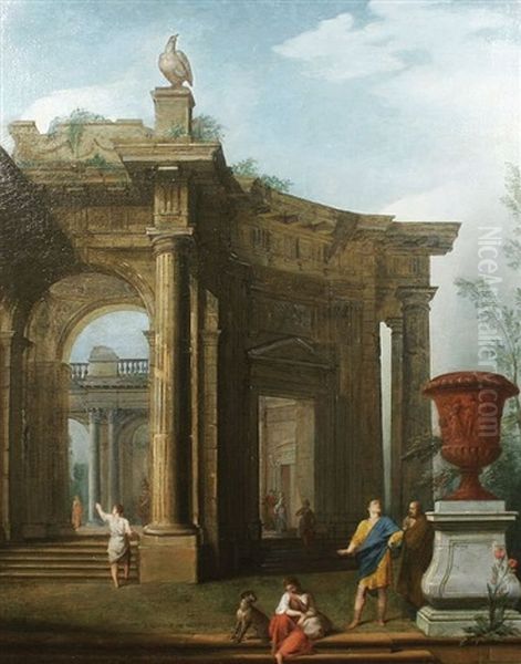 A Capriccio Of Classical Ruins With Figures And Dog - view 1
