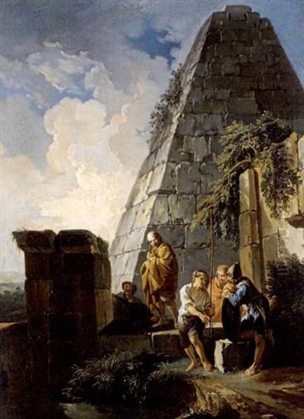 Manner Im Gesprach Vor Der Cestius-pyramide - view 1