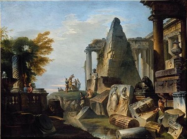 A Philosopher And Soldiers Amongst Ancient Ruins Including The Pyramid Of Gaius Cestius - view 1
