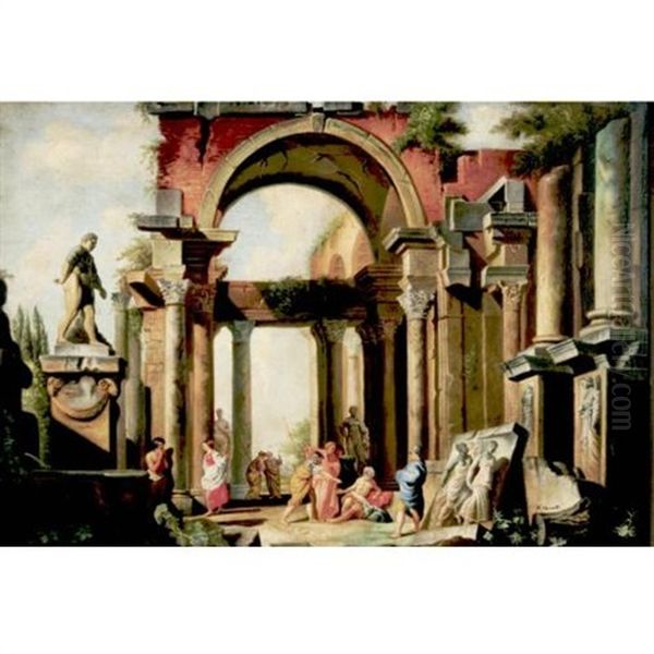 Figures Among Roman Ruins (by Marco Vannetti) - view 1