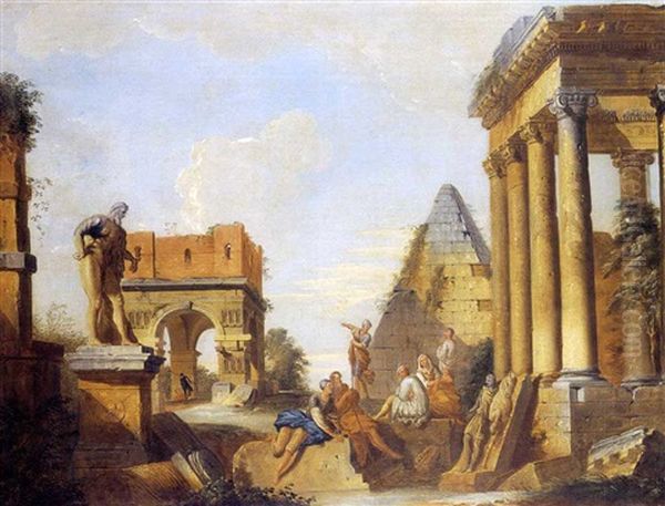 Capriccio Architettonico Di Rovine Romane Con Figure - view 1