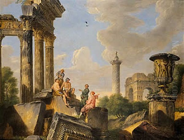 Capriccio Architettonico Con Il Vaso Borghese , L'arco Di Giano E Rovine Romane - view 1