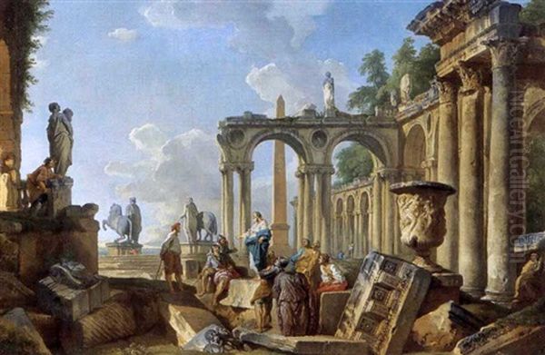 Capriccio Architettonico Di Rovine Romane Con La Predica Di Un Apostolo - view 1
