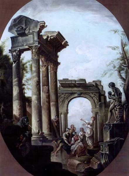 Architectural Capriccio Of Classical Ruins With Figures - view 1