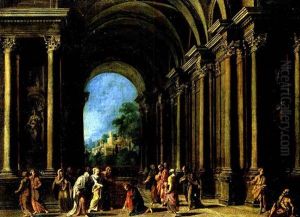 Architekturcapriccio Mit Biblischer Staffage (christus Und Die Ehebrecherin) by Giovanni Paolo Panini