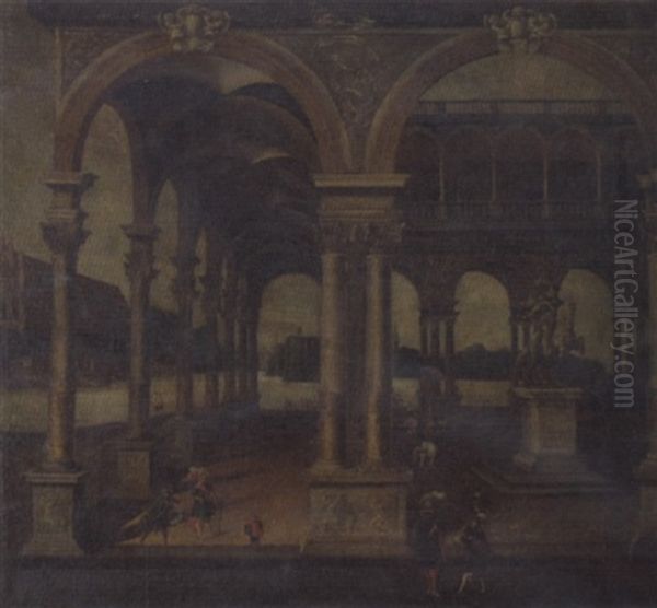 View Of A Loggia With Strolling Noblemen - view 1