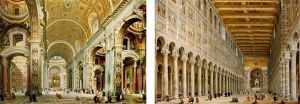 Interior Of Saint Peter's, Rome, Looking West Towards The Tomb Of Saint Peter, With Numerous Worshippers And Other Figures In The Nave