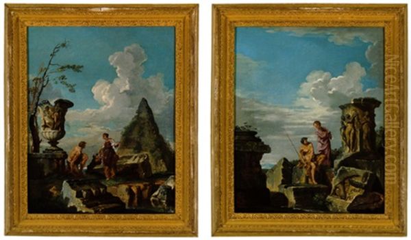 Capriccio Romano Con La Predica Di Una Sibilla Davanti Alla Piramide Cestia E Il Vaso Borghese - view 1