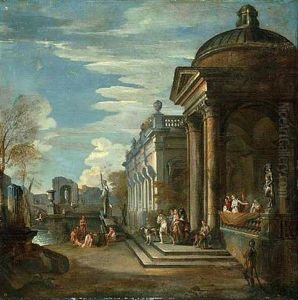 A Capriccio Of Classical Buildings By A Pool