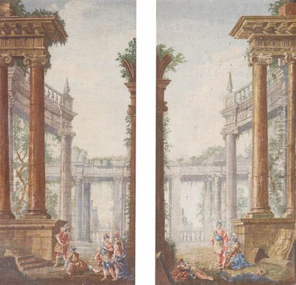 A Capriccio Of Classical Ruins With Soldiers Conversing - view 1