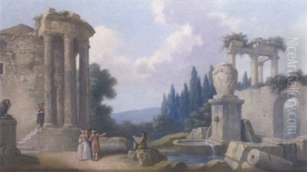 An Artist Sketching Classical Ruins - view 1