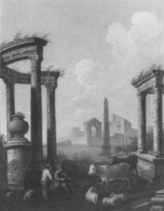 Troupeau Pres De Ruines Antiques