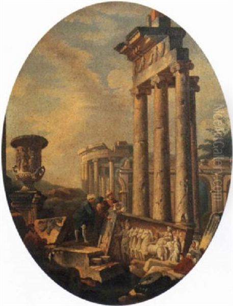 A Capriccio Of Figures Looking At Classical Figures - view 1