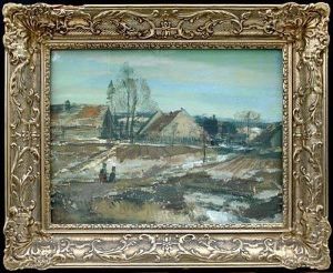Landscape With A Village. by Oldrich Blazicek