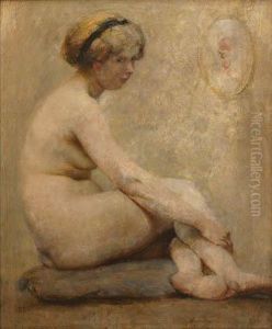 Seated Female Nude by Oldrich Blazicek