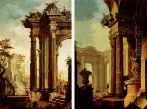 Architectural Capriccio With Figures by Giovanni Paolo Panini