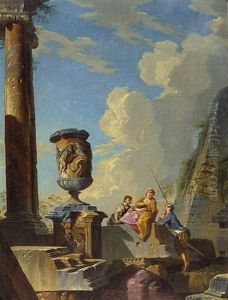 Personnage Au Milieu De Ruines Antiques by Giovanni Paolo Panini