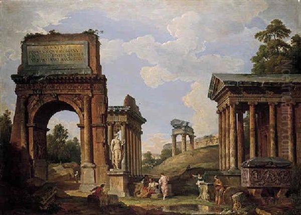 A Capriccio Of Roman Ruins And Monuments, Including The Arch Of Titus - view 1