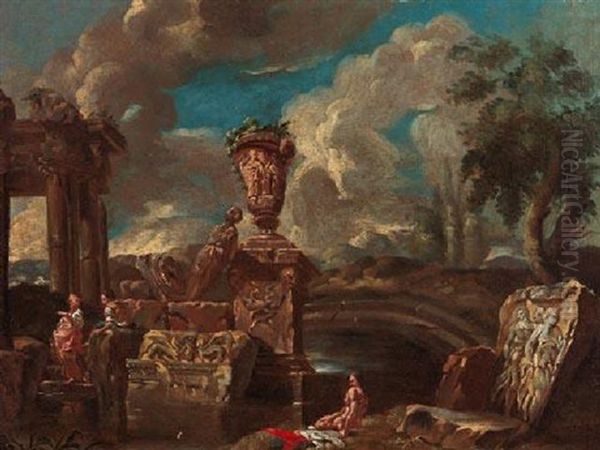 Romische Ruinenlandschaft Mit Personen - view 1